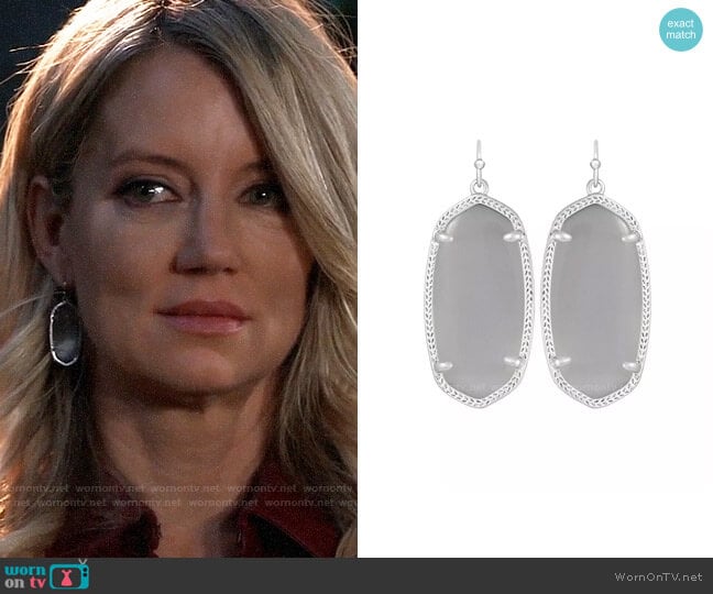 Kendra Scott Elle Earrings in Rhodium / Slate worn by Nina Reeves (Cynthia Watros) on General Hospital