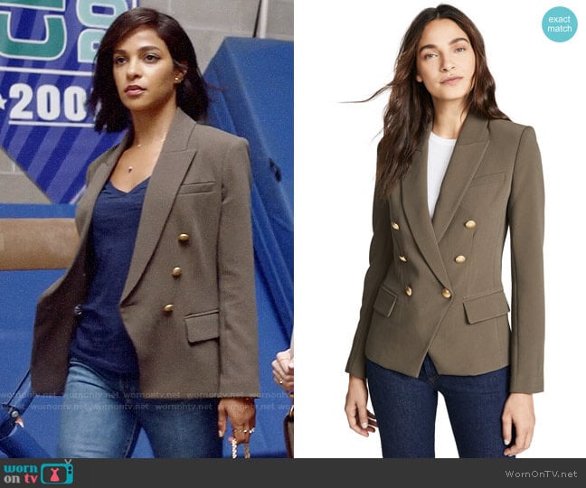 L'Agence Kenzie Blazer in Dark Olive worn by Edie Palmer (Megalyn Echikunwoke) on Almost Family