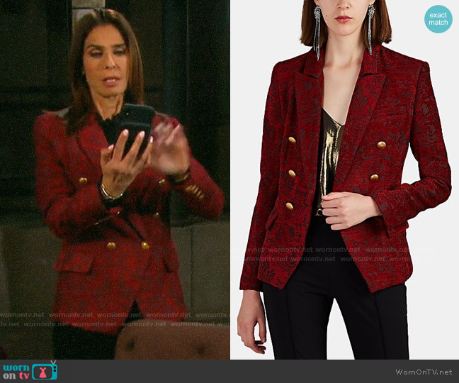 L'Agence Kenzie Floral Jacquard Blazer worn by Hope Williams (Kristian Alfonso) on Days of our Lives