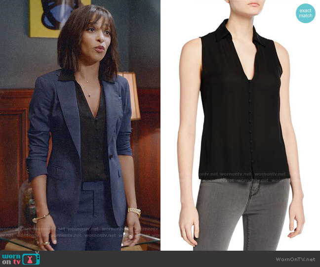 L'Agence Tanya Blouse worn by Edie Palmer (Megalyn Echikunwoke) on Almost Family