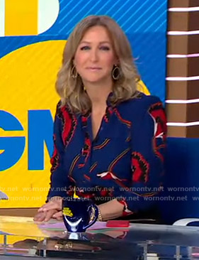 Lara’s blue floral blouse on Good Morning America