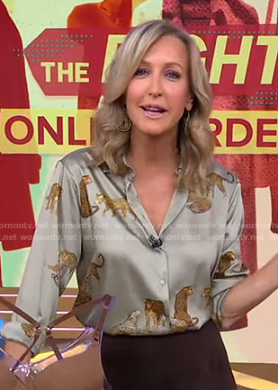 Lara’s green cheetah print blouse on Good Morning America