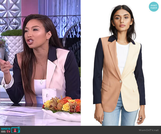 Laveer Colorblock Revelry Blazer worn by Jeannie Mai on The Real
