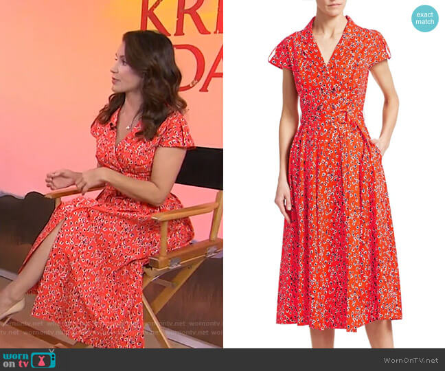 Lela Rose Floral Print Midi Shirtdress
