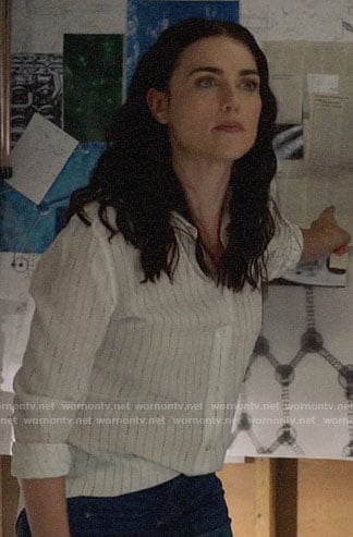 Lena’s white striped button down blouse on Supergirl