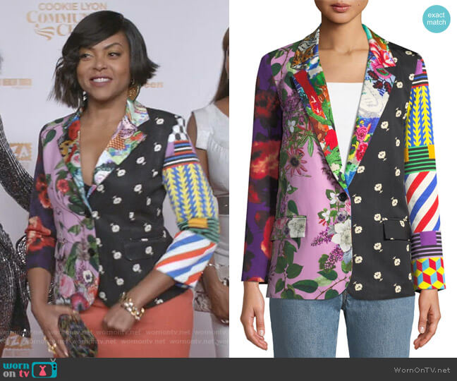 Libertine Mixed Print Long Blazer Jacket worn by Cookie Lyon (Taraji P. Henson) on Empire