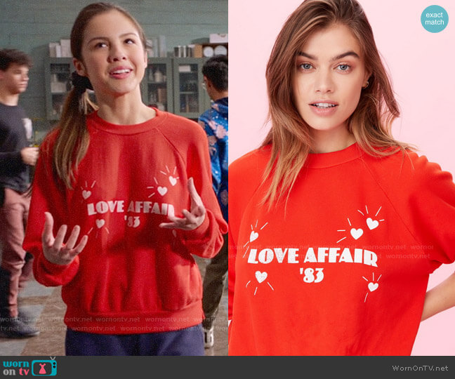 LnA Love Affair Sweatshirt worn by Nini (Olivia Rodrigo) on High School Musical The Musical The Series
