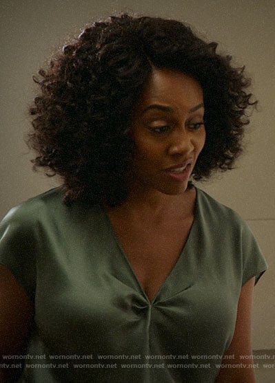 Lola’s green silky top on All Rise