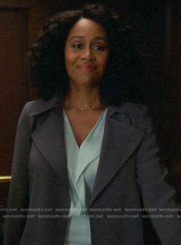 Lola’s grey trench coat on All Rise