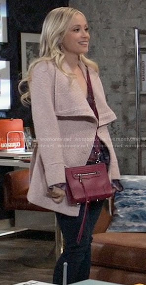Lulu’s pink textured wrap coat on General Hospital