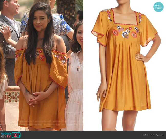 Madewell Embroidered Square-Neck Mini Dress worn by Stella Cole (Shay Mitchell) on Dollface
