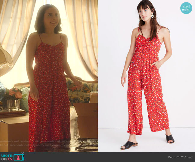 Madewell Ruched Wide-Leg Jumpsuit in Prairie Posies worn by Izzy Levine (Esther Povitsky) on Dollface
