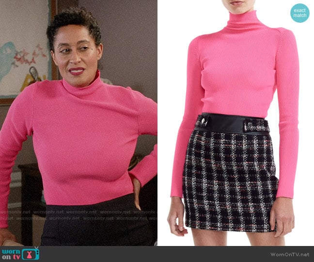 Maje Malangou Ribbed Turtleneck Sweater worn by Rainbow Johnson (Tracee Ellis Ross) on Black-ish