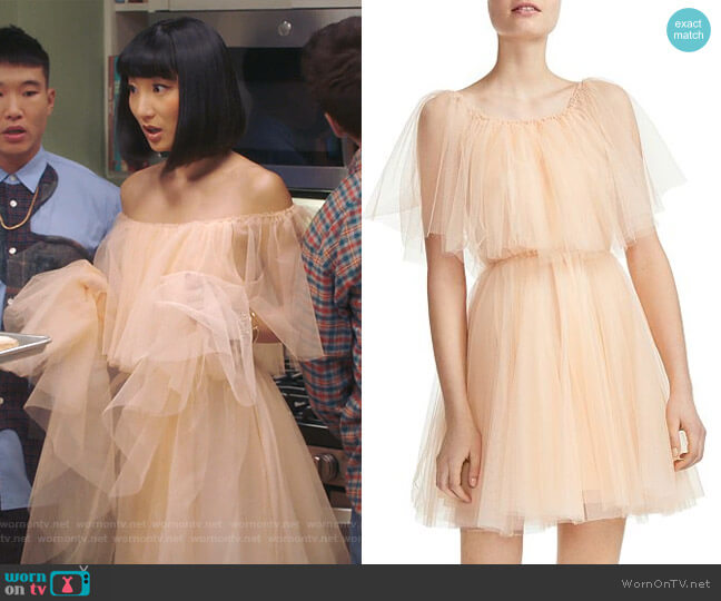 Maje Rossini Tulle Overlay Dress worn by Mei Lin (Poppy Liu) on Sunnyside