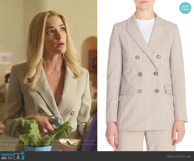 Maje Vikam Plaid Blazer worn by Alison B (Brianne Howey) on Dollface