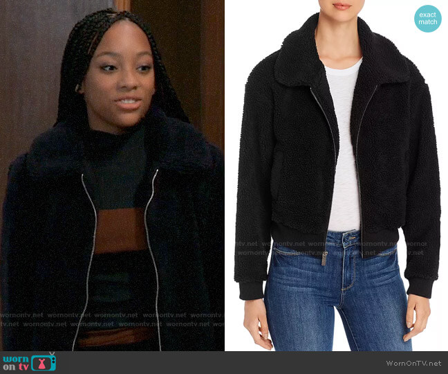 Marc New York Teddy Bomber Jacket worn by Trina (Sydney Mikayla) on General Hospital