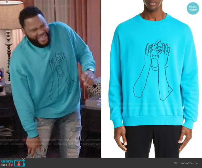 Marcelo Burlon Outline Embroidered Crewneck Sweatshirt worn by Andre Johnson (Anthony Anderson) on Black-ish