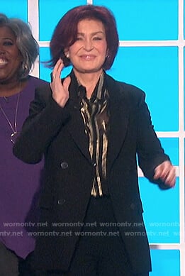Sharon’s metallic stripe shirt on The Talk