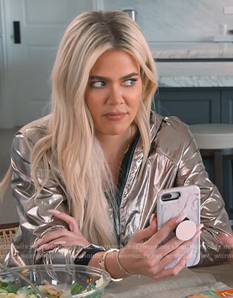Kourtney’s silver metallic jacket on Keeping Up with the Kardashians