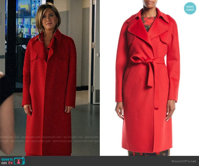 Michael Kors Collection Double-Face Cashmere Melton Trench Robe Coat worn by Alex Levy (Jennifer Aniston) on The Morning Show