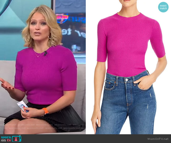 Milly Fiona Wool Ribbed-Knit Top worn by Sara Haines on Good Morning America