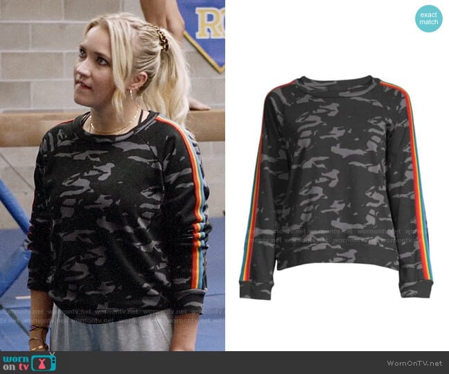 Monrow Camo Vintage Raglan Sweatshirt worn by Roxy Doyle (Emily Osment) on Almost Family