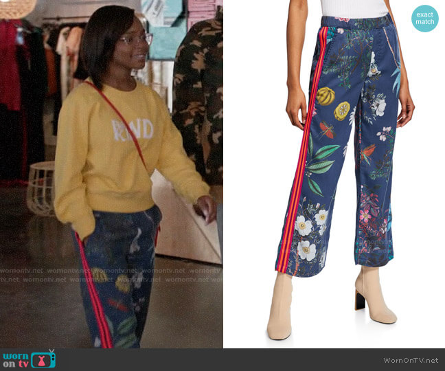 Mother The Quickie Greaser Ankle Printed Pants worn by Diane Johnson (Marsai Martin) on Black-ish