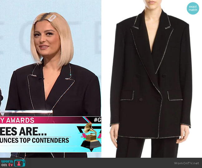MSGM Rhinestone Trim Double Breasted Blazer