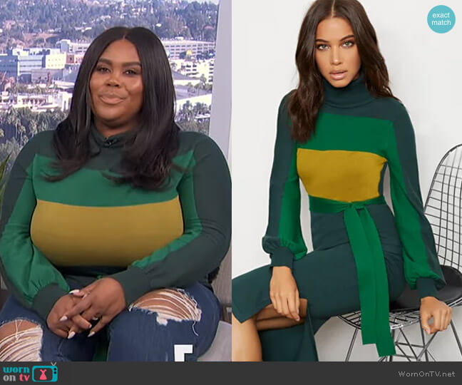 New York & Company Colorblock Turtleneck Sweater - 7th Avenue worn by Nina Parker on E! News
