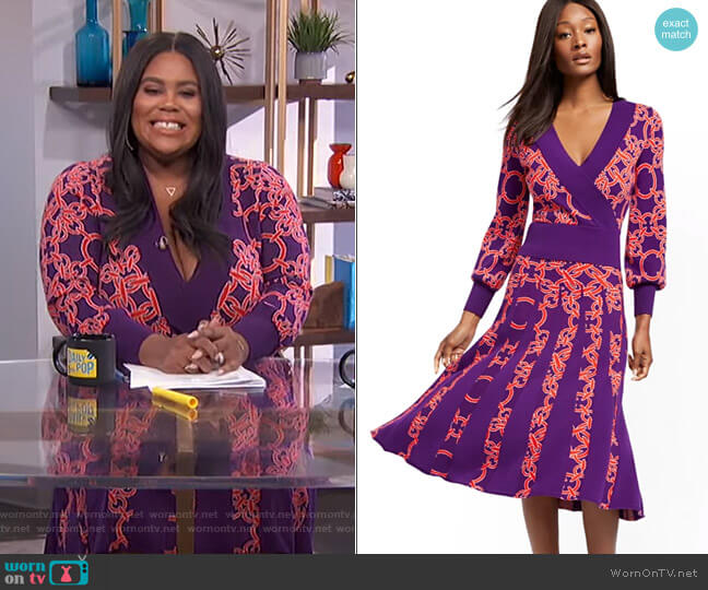 New York & Company Link-Print Wrap Sweater - 7th Avenue worn by Nina Parker on E! News