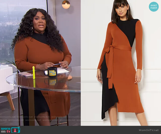 New York & Company Sheena Sweater Dress - Eva Mendes Collection worn by Nina Parker on E! News