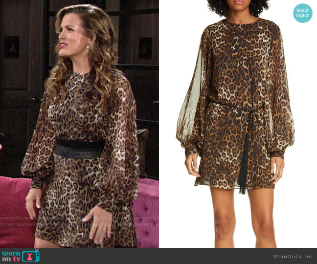 Nili Lotan Rebeca Leopard Print Dress worn by Chelsea Lawson (Melissa Claire Egan) on The Young and the Restless