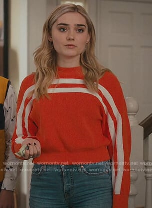 Taylor’s orange stripe sweater on American Housewife