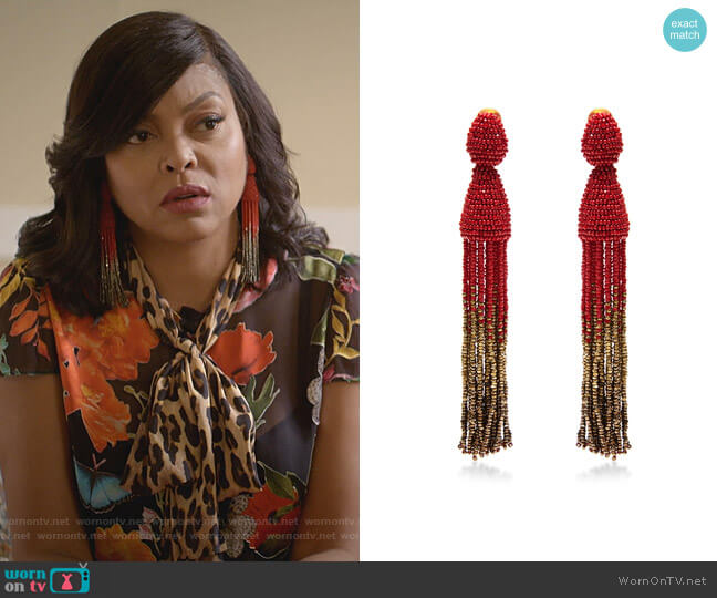 Oscar de la Renta Ombre Tassel Earrings worn by Cookie Lyon (Taraji P. Henson) on Empire