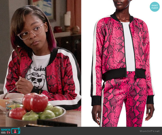 Pam & Gela Baby Boa Cropped Track Jacket worn by Diane Johnson (Marsai Martin) on Black-ish