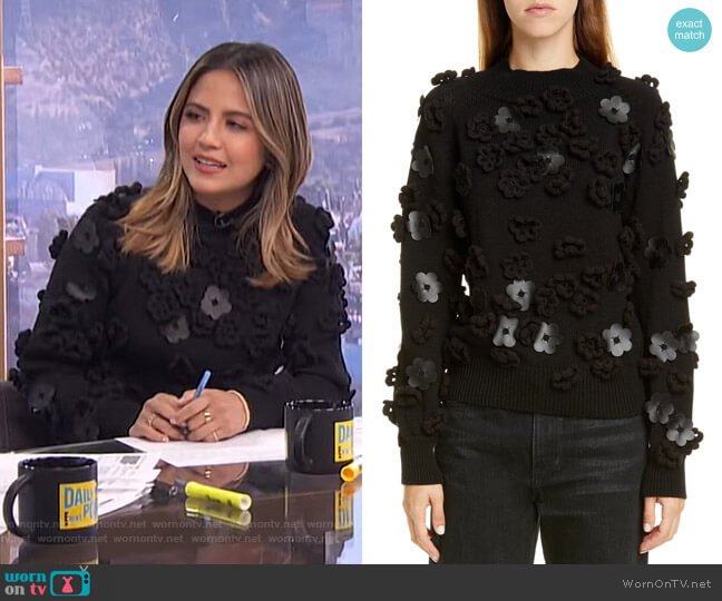 Paskal Floral Appliqué Sweater worn by Erin Lim on E! News