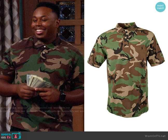 Polo Ralph Lauren Camo Polo Shirt worn by Marty (Marcel Spears) on The Neighborhood