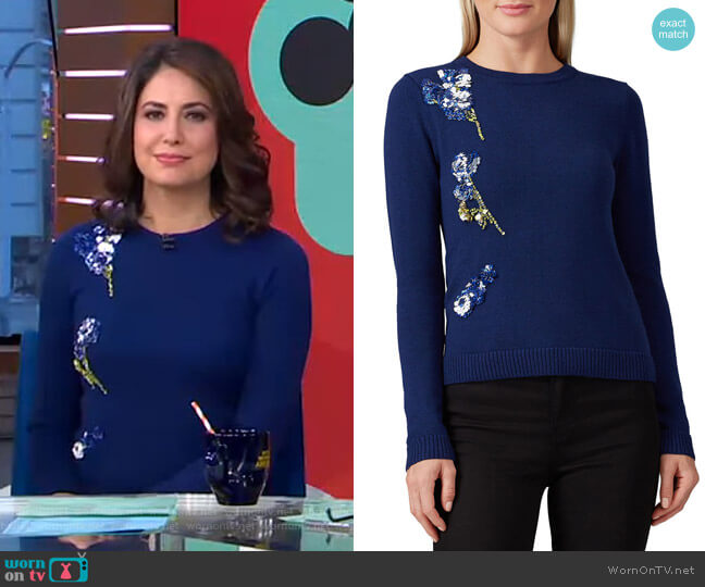 Prabal Gurung Applique Sweater worn by Cecilia Vega on Good Morning America