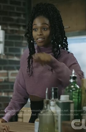Anissa’s purple cropped sweater on Black Lightning