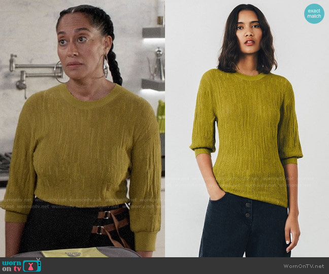 Rachel Comey Pea Rib Benson Top worn by Rainbow Johnson (Tracee Ellis Ross) on Black-ish