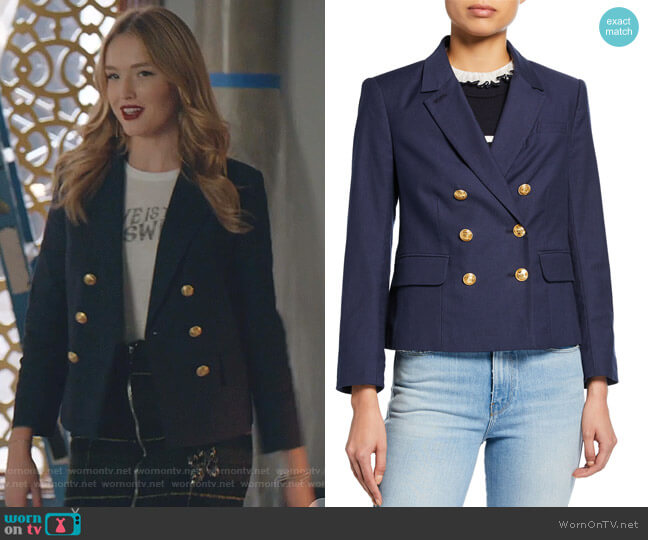 Frame Double Breasted Shrunken Blazer worn by Kirby Anders (Maddison Brown) on Dynasty