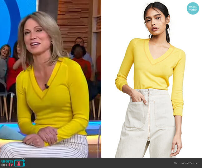 Rag & Bone Pamela V Neck Sweater worn by Amy Robach on Good Morning America