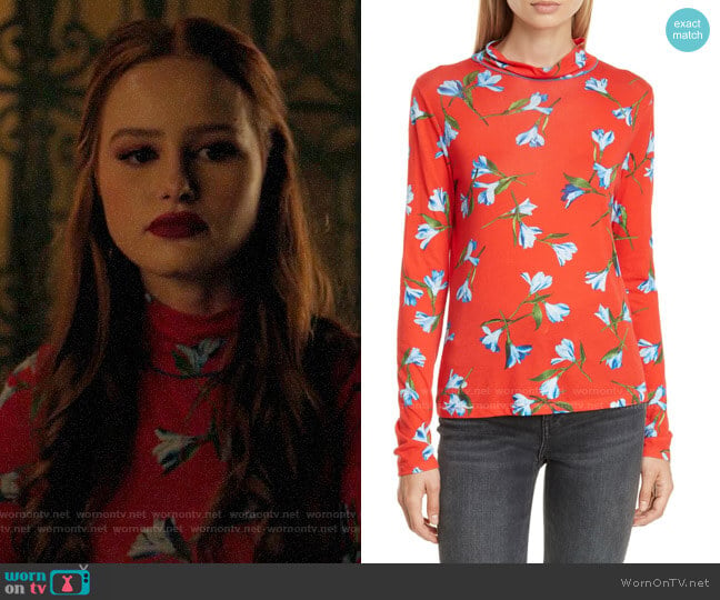 Rag & Bone Shaw Floral Jersey Turtleneck worn by Cheryl Blossom (Madelaine Petsch) on Riverdale