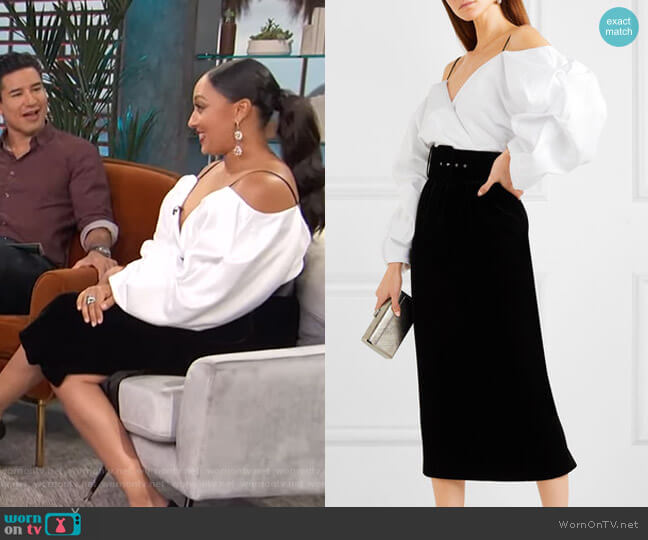 Rasario Off-the-Shoulder Belted Midi Dress