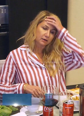 Kary’s red striped short pajamas on The Real Housewives of Dallas