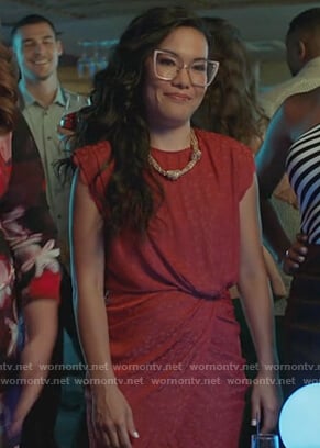 Doris’s red leopard silk mini dress on American Housewife