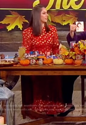 Abby’s red floral metallic dress on The View