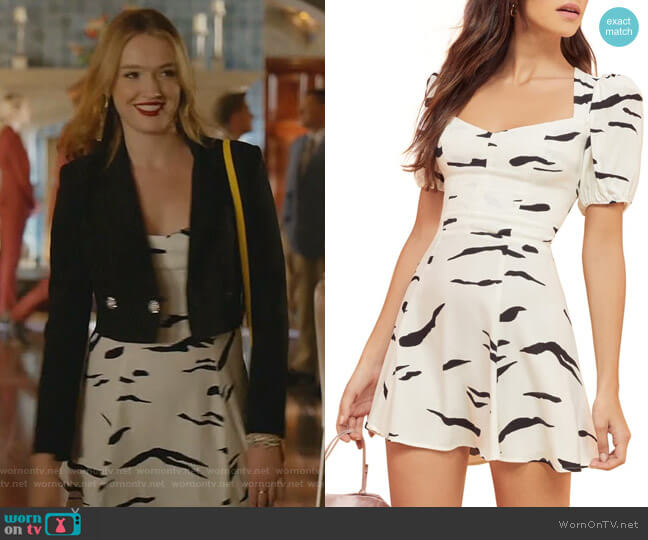 Reformation Clancie Minidress worn by Kirby Anders (Maddison Brown) on Dynasty