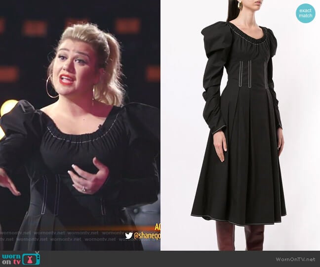 Rejina Pyo Carla Puff-Shoulder Dress worn by Kelly Clarkson on The Voice