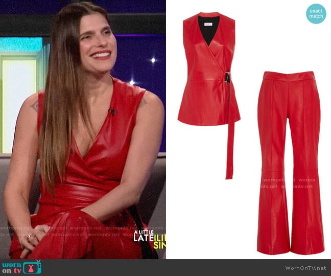 Rosetta Getty Belted Lambskin Wrap Top